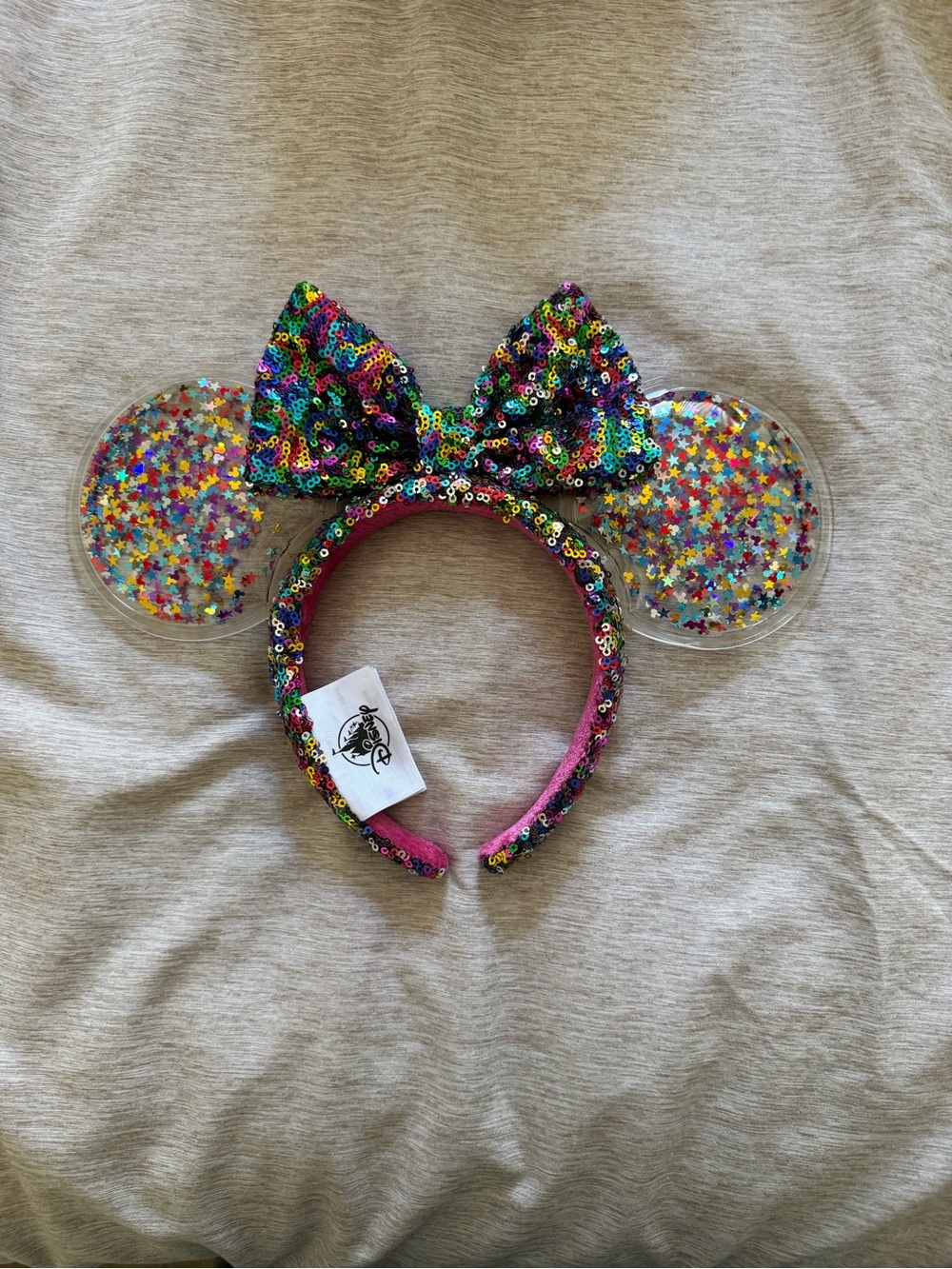 Disney Multicolor Sequin Minnie Ears Headband with Star Confetti Ears